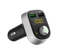 Bluetooth FM Transmitter for Car, QC3.0 USB Fast Charging,Handsfree Call Adapter,Support USB Flash Reader Car Kit,Dual Port Car Charger for iPhone,Samsung (Silver)