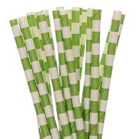 Lime Green Rugby Horizontal Striped Paper Straws (50)