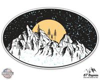 GT Graphics Mountains at Night Moon Wilderness Forest - 12" Vinyl Sticker Waterproof Decal