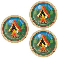 ONE STOP (24 Pack) Camping Party Dinner Plates - 9 in Camp Out Birthday Party Supplies