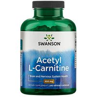 Swanson Acetyl-L-Carnitine Cognitive Health, Nervous System Support, Protection from oxidative Stress, Muscle Health, Workout Enhancer, (from Acetyl-L-carnitine HCl) 500 mg per Capsule 240 Capsules