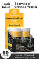 Amazing Grass Effervescent Tablets, Green Superfood Detox Water Flavoring Tablet, Antioxidant Supplement for Full Body Recovery with One Serving of Greens, Lemon Charcoal Flavor, 60 Count