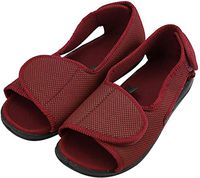 W&Lesvago Men's Open Toe Diabetic Sandals - Extra Wide Width Arthritis&Edema Footwear MS6010M (9.5, Red)