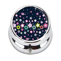 Luxcase Small simple floral Custom Round Silver Pill Box Pocket Medical Tablet Holder Decoration Box Wallet