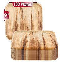 Palm Leaf Plates 100 Pack - 9" Eco-Friendly Disposable Buffet Square Plates - Natural Compostable 100% Biodegradable Lunch Plates Heavy Duty Bulk Party Plate Set for Wedding, Birthday & All Occasions