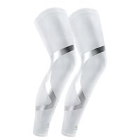 Kuangmi Leg Compression Sleeve (1 Pair) Breathable UV Sun Protection Women & Men Basketball,Running,Cycling,Pain Relief,Shin Splints (Upgrade White (Pair), Medium)