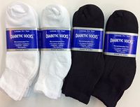 12 Pairs of Mens Black and White Diabetic Ankle Socks 13-15 Size Made in USA