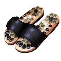 Jade Magnet Foot Massage Slipper Acupoint Massage Shoes Upper Adjustable Comfortable for Home Use HMYH,Black,3940