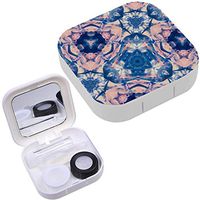 Portable Contact Lens Case Box Travel Kit Mirror + Bottle + Tweezers Container Holder [ Geometric Floral ]