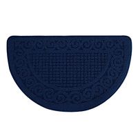 super1798 Solid Color Semicircle Shape Bedroom Anti-Slip Water Absorption Doormat Floor Carpet Rug Cushion Blue