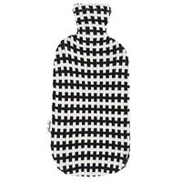 Pluchi The Crossing Black & Natural Knitted Cotton Supersoft Hot Water Bottle Cover for 2 litres Water Bottle 14x7.5'' (35x19cm) Cover with Zipper Only, No Bottle