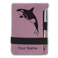 Mini Notepad, Killer Whale, Personalized Engraving Included (Pink)