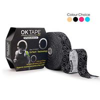 OK TAPE PRO Kinesiology Tape Bulk ROLL- Excellent Support for Body Pain Relief and Prevent Sport Injury, Clinic Therapy Latex Free Jumbo Roll - Uncut Printed 2 inch x 103 feet (Black)