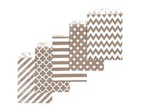 200 Counts Medium Warm Grey Biodegradable, Food Safe Ink & Paper, Assorted Design Cookie Bag, Eco-Friendly Favor Bag, Treat Bag for Party (Medium, Grey)