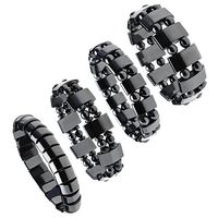 QGEM 4pcs Hematite Bracelet Hematite Metal Magnetic Therapy Bracelets for Arthritis Pain Relief and Sports Related