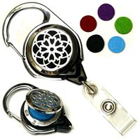Decorative Aromatherapy Essential Oils Stainless Steel Diffuser ID Badge Holders (Mandala Carabiner)