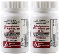 Diphenhydramine 50 mg 200 Capsules Generic Benadryl Allergy Medicine and Antihistamine