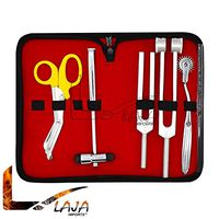 LAJA Imports 6 Piece Medic Student Diagnostic Kit - Reflex Hammer and Tuning Fork Set C 128 and C 512. Includes A Wantenberg Pinwheel and A Premium Steel Bandage Scissor 5.5”