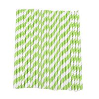 25Pcs Disposable Striped Paper Straws for Wedding Drinking Party Supplies (Dark Green)