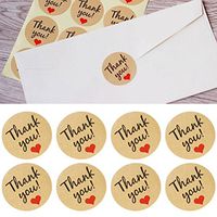 CosCosX 10 Sheets 1.38" Heart Shape Kraft Paper Round Thank You Adhesive Label Badge Sticker,Love Shape Decorative Baking Sealing Label Topper Stationery Invitations Envelope Letter