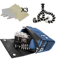 Mini Metric Blue Camera Case w/ x3 Screen Protector + 6" Tripod for Sigma SD1 SD15 | Vivitar V3800 50 | Sony Alpha DSC HX400V RX10 II RX100 IV