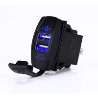 Switchtec 4.2 AMPS-Fast Dual USB Charger Rocker Switch Style Blue LED Back-lit for Boats, Polaris RZR 900, RZR 1000, Ranger, RV, Can Am Spyders, Can Am Maverick, Can AM SxS, Golf Cart, Jeep Wrangler