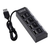 Jullynice Plug and Play Slim & Light High Speed 4 Ports USB 2.0 Interface External Multi Expansion Hub with On/Off Switch