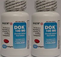 Docusate Sodium 100 mg Softgels for Gentle, Reliable Relief from Occasional Constipation Generic for Colace 100 Softgels per Bottle Pack of 2 Bottles Total 200 Softgels