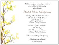 Yellow Floral Baptism Christening Invitations - Set of 20