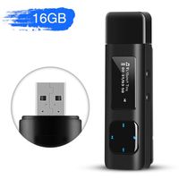 AGPTEK 16GB Clip MP3 Player with USB Flash Drive, Metal Lossless Music Player Supports FM Radio Recording, Black