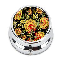 Turui Antique Style Floral Pattern Custom Fashion HOT Round Pill Box stainless steel Useful Medicine Organizer Box Gift