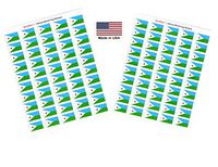 Made in USA! 100 Country Flag 1.5" x 1" Self Adhesive World Flag Stickers, Two Sheets of 50, 100 Sticker Flags Total (Djibouti)