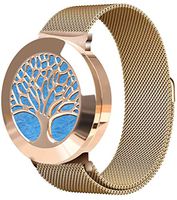 DDRPLING Aromatherapy Bracelet Essential Oil Diffuser, Rose Gold Ring Gold Stainless Steel Mesh Loop Band Women Wrist with 8pcs Washable Pads Gifts for Women Mother