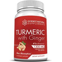 Turmeric Supplement with Ginger and BioPerine | 1300mg Capsules | 30 Day Supply | 2000% Faster Max Absorption Tumeric Formula w/ 95% Curcuminoids by Science Natural Supplements
