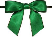 BAYWIND LTD; 3" Emerald Green with Gold Edge Twist Tie Bows- 100pc