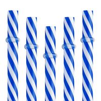 Dakoufish 12 Piece 9 Inch Reusable Plastic Thick Drinking Straws BPA Free Mason Jar Straws transparent small Stripe