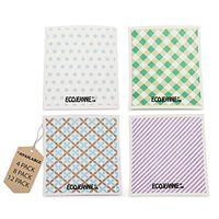 EcoJeannie New Eco-Friendly Cleaning Cloth 100% Biodegradable Cellulose Sponge Cloths, Kitchen Cloths, GMO Free - Made in Germany Packaged in P.R.C. (12 Pack)