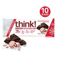 think! Protein+ 150 Calorie Bars - Chocolate Peppermint LIMITED EDITION, 10g Protein, 5g Sugar, No Artificial Sweeteners, Gluten Free, GMO Free, 1.4 oz bar (10 Count)