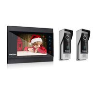 TMEZON Video Door Phone Wireless WIFI 7 Inch Doorbell Intercom Monitor System Kit with Wired 2 Cameras Night Vision