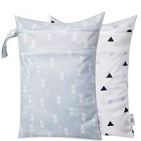 Wet Dry Bag Kid Wet Bag Baby Cloth Diaper Wet Suit Bags Waterproof with Zipper and Snap Handle 2pcs