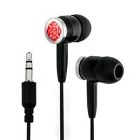 Firefighter Firemen Maltese Cross Red Novelty in-Ear Earbud Headphones - Black