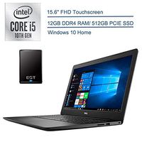 2020 Dell Inspiron 15.6" FHD Touchscreen Laptop Computer/ 10th Gen Intel Quad-Core i5 1035G1 up to 3.6GHz (Beat i7-7500u)/ 12GB DDR4 RAM/ 512GB PCIE SSD/ Windows 10 + EST 500GB External Hard Drive