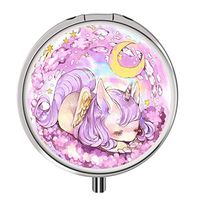 AUdddflsicenshf Unicorn Pill Organizer Custom Design Pill Box with 3 Components Metal Portable Pill Case for Pocket,Daily Needs and Travelling.