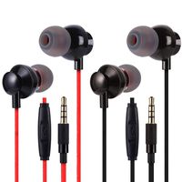 2 Pack in-Ear Earbud Headphones,DanziX Earphone with Microphone Mic Balanced Bass Driven Sound, Noise Isolating, Mic, Stereo for All 3.5mm Interface Device-Black Red