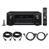 Denon AVRX3400H 7.2 Channel Full 4K Ultra HD Surround Network AV Receiver Amplifier with Built in Bluetooth & WiFi with HEOS, Dolby Atmos in Black with 4 HDMI Cables for Stereo Receiver Amplifier