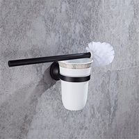 LAONA American style stainless steel black round base, bathroom pendant set, toilet paper rack, toilet brush rack,Toilet brush