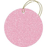 JAM PAPER Glitter Gift Tags with String - Circular - 2 1/2 x 2 1/2 - Light Baby Pink - 30/Pack