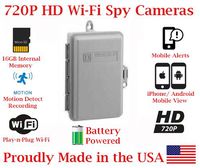 SecureGuard 720p HD Wi-Fi Battery Powered Wireless IP Outdoor Enclosure Utility Box Hidden Security Nanny Cam Spy Camera with 16GB Memory (18 Hour)