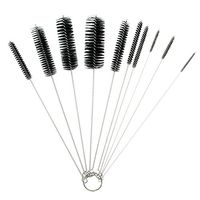 SimpleLif 10Pc Household Bottle Tube Brushes Cleaning Brush Set Home Kitchen Clean Tool Black