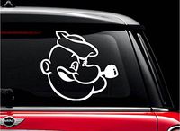 Popeye (White 4") Vinyl Decal Sticker for Car Automobile Window Wall Laptop Notebook Etc.... Any Smooth Surface Such As Windows Bumpers